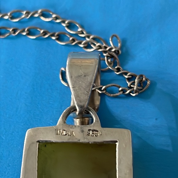 Sterling Triple Citrine Druzy Pendant Necklace. Hinged. Auspicious. Artist made - Picture 14 of 15